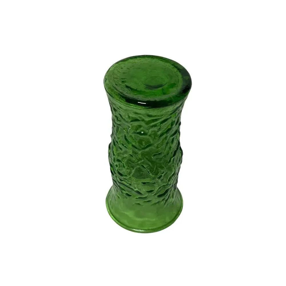 Vintage E.O. Brody Co. Cleveland Ohio Green Crinkle Glass Vase 8.5